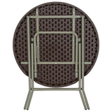 2.6-Foot Round Brown Rattan Plastic Folding Table
