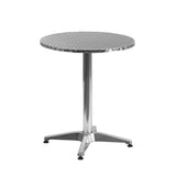 23.5'' Round Aluminum Indoor-Outdoor Table Set with 4 Beige Rattan Chairs