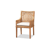 Baxton Studio Saoka Modern and Contemporary Natural Brown Finished Wood and Rattan Armchair