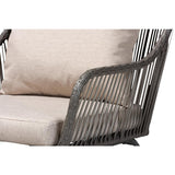 Baxton Studio Dermot Modern and Contemporary Beige Fabric and Grey Synthetic Rattan Upholstered 2-Piece Patio Chair Set