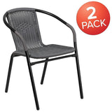 2 Pack Gray Rattan Indoor-Outdoor Restaurant Stack Chair