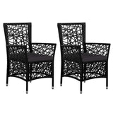 vidaXL Outdoor Chairs 2 pcs with Cushions Poly Rattan Black 4089