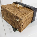 Vintage Woven Rattan Bag Flip Box