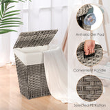 Rattan Handwoven Laundry Hamper Foldable w/Removable Liner