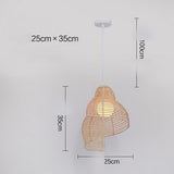 Southeast Asia Vintage Snail Rattan Pendant Light 