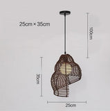 Southeast Asia Vintage Snail Rattan Pendant Light 