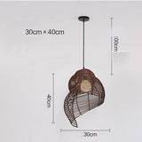 Southeast Asia Vintage Snail Rattan Pendant Light 