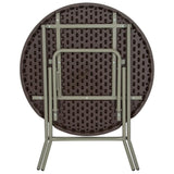 3-Foot Round Brown Rattan Plastic Folding Table