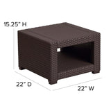 Chocolate Brown Faux Rattan End Table