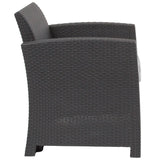 Dark Gray Faux Rattan Chair with All-Weather Light Gray Cushion