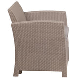 Light Gray Faux Rattan Chair with All-Weather Light Gray Cushion