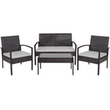 4 Piece Black Patio Set with Steel Frame and Gray Cushions