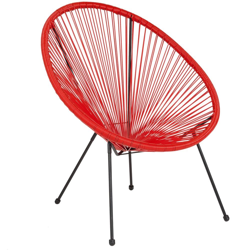Red Rattan Bungee Lounge Chair