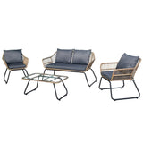 Lugano 4 Piece Patio Rattan Sofa Seating Set With Cushions