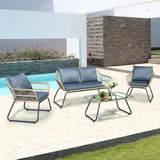 Lugano 4 Piece Patio Rattan Sofa Seating Set With Cushions