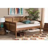 Baxton Studio Toveli Vintage French Inspired Ash Walnut Finished Wood and Synthetic Rattan Full Size Daybed