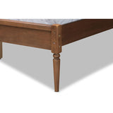 Baxton Studio Elston Mid-Century Modern Walnut Brown Finished Wood and Synthetic Rattan Full Size Platform Bed