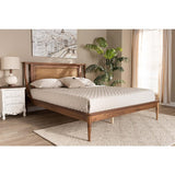 Baxton Studio Jamila Modern Transitional Walnut Brown Finished Wood and Synthetic Rattan Full Size Platform Bed