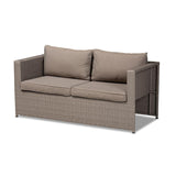 Baxton Studio Haina Modern and Contemporary Grey Fabric Upholstered and Grey Finished Synthetic Rattan 6-Piece Patio Set