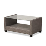 Baxton Studio Darian Modern and Contemporary Grey Fabric Upholstered and Grey Synthetic Rattan 4-Piece Patio Set