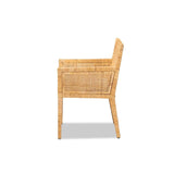 Baxton Studio Karis Modern and Contemporary Natural Finished Wood and Rattan Armchair
