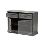 Baxton Studio Sheldon Modern and Contemporary Vintage Grey Finished Wood and Synthetic Rattan 2-Door Dining Room Sideboard Buffet