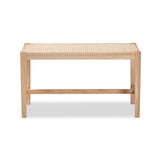 Baxton Studio Danyl Mid-Century Modern Oak Brown Finished Wood and Rattan Accent Bench