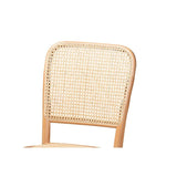 Baxton Studio Neah Mid-Century Modern Brown Woven Rattan and Wood 2-Piece Cane Dining Chair Set