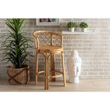 Baxton Studio Orchard Modern Bohemian Natural Brown Rattan Counter Stool