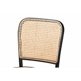 Baxton Studio Vance Mid-Century Modern Brown Woven Rattan and Black Wood Cane Counter Stool