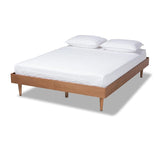 Baxton Studio Rina Mid-Century Modern Ash Wanut Finished Queen Size Wood Bed Frame