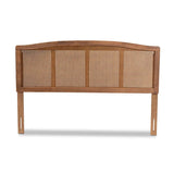 Baxton Studio Marieke Mid-Century Modern Ash Wanut Finished Wood and Synthetic Rattan King Size Headboard