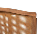 Baxton Studio Marieke Mid-Century Modern Ash Wanut Finished Wood and Synthetic Rattan King Size Headboard