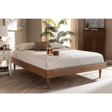 Baxton Studio Rina Mid-Century Modern Ash Wanut Finished Queen Size Wood Bed Frame