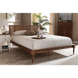 Baxton Studio Romy Vintage French Inspired Ash Wanut Finished Wood and Synthetic Rattan Full Size Platform Bed