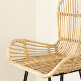 Balka Rattan Counter Stool with Armrests, Set of 2, Rattan and Black