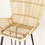 Balka Rattan Counter Stool with Armrests, Set of 2, Rattan and Black