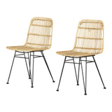 Balka Rattan Dining Chair, Set of 2, Rattan and Black