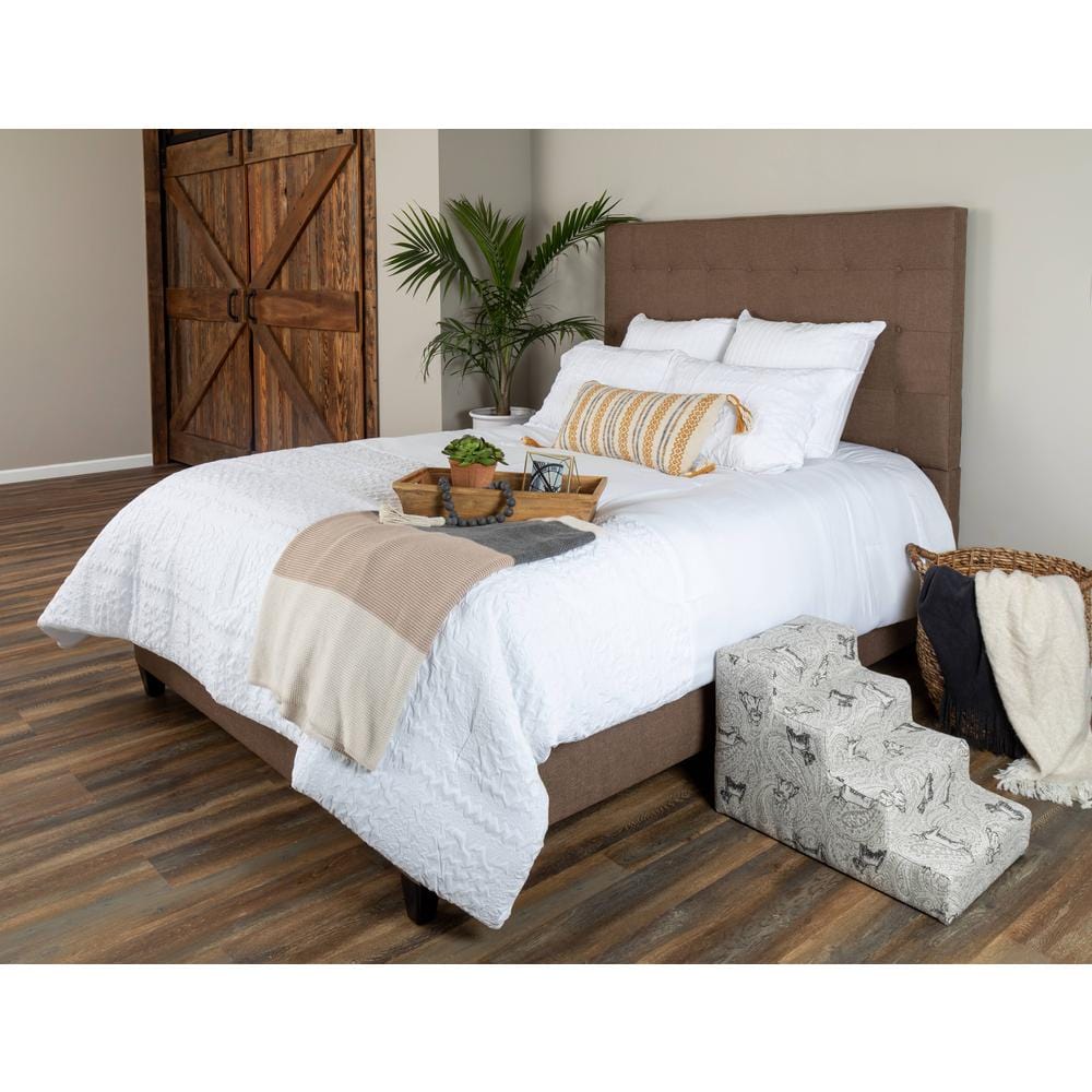 Leffler Home Sutton Queen Upholstered Bed w/ Side Rails and Footboard in Lisburn Rattan