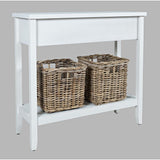 Glen Cove 32" Two Drawer Console Table with Rattan Storage Baskets in Alabaster White