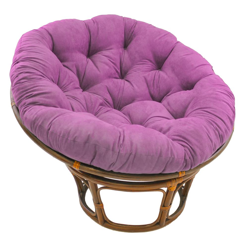 42-inch Rattan Papasan Chair with Solid Micro Swede Cushion, Ultra Violet