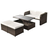 vidaXL 4 Piece Garden Lounge Set with Cushions Poly Rattan Brown, 42480