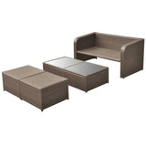 vidaXL 4 Piece Garden Lounge Set with Cushions Poly Rattan Brown, 42480