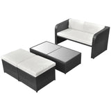 vidaXL 4 Piece Garden Lounge Set with Cushions Poly Rattan Black, 42481