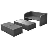 vidaXL 4 Piece Garden Lounge Set with Cushions Poly Rattan Black, 42481