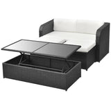 vidaXL 4 Piece Garden Lounge Set with Cushions Poly Rattan Black, 42481