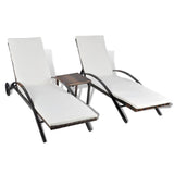 vidaXL Sun Loungers with Table Poly Rattan Brown, 42490