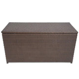 vidaXL Garden Storage Box Brown 47.2"x19.7"x23.6" Poly Rattan, 42499