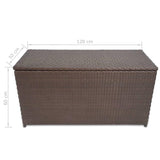 vidaXL Garden Storage Box Brown 47.2"x19.7"x23.6" Poly Rattan, 42499