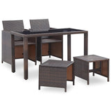 vidaXL 5 Piece Outdoor Dining Set with Cushions Poly Rattan Brown, 42525